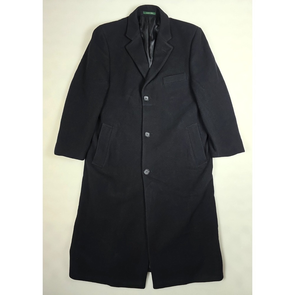 Ralph Lauren Men's Wool Cashmere Long Trench Peacoat Warm Overcoat Size 38R